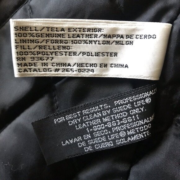 Liz Baker Black Leather Wrap Jacket 3/4 Length Belted Coat Size Petite Large - Picture 11 of 11